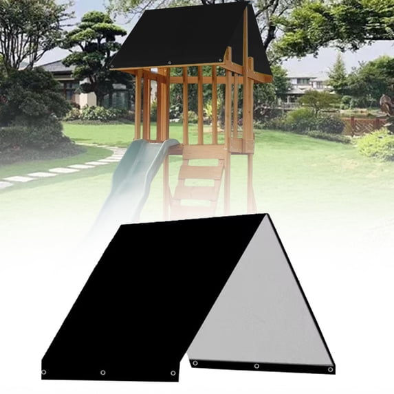 koolsoo Playground Replacement Canopy Rainproof Tarp Weatherproof Oxford Cloth Multiuse Sun Protect Canopy Cover for Outdoor Backyard Black
