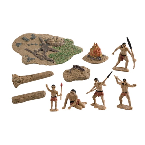 koolsoo Primitive People Statue Figurines Crafts Presents Collectible Scene Props Cute Mini Sculpture for Tabletop Home Office Garden