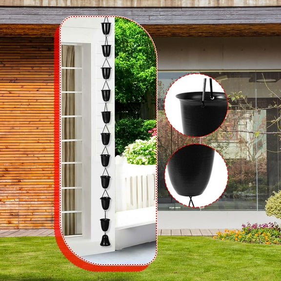 koolsoo Rain Chain for Gutters Replacement Downspout Collector Cups Garden Functional And Decorative Awning Types Outdoor Outside