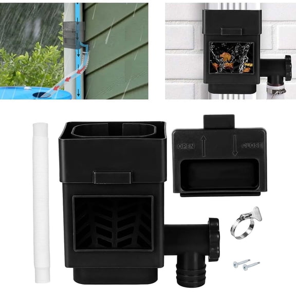 koolsoo Rain Water Collection System, Raindrop Collection, Rain Barrel Diverter for Downspouts Landscape Yard Watering Black
