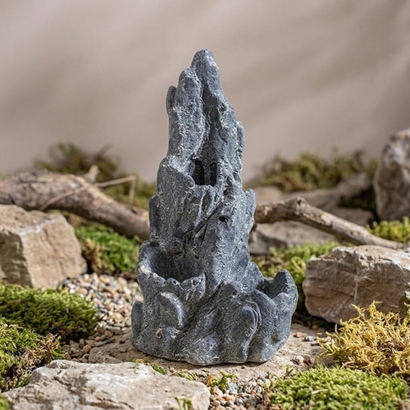 koolsoo Reptile Hiding Rock Artificial Stone Hide Cement Ornament Realistic Rockery Model Terrarium Decoration Suitable for Gecko Snake Frog Bearded Dragon Ha Black
