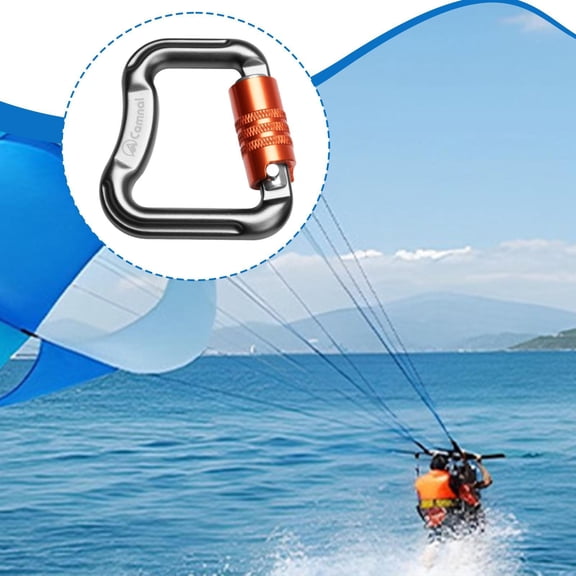 koolsoo Rock Climbing Carabiner Gear Versatile Paraglider Accessory Paraglider Locking Carabiner for Caving Hiking Outdoor Activities Gray