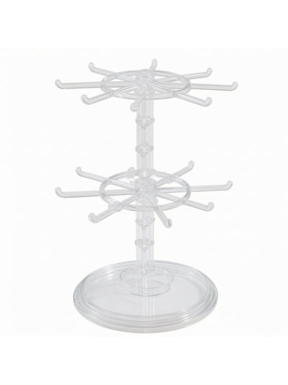 Rotatable Keychain Display Stand 11.22 Inch Vertical Spinning Organizer with Stable Round Base for Vanity Desk Accessories Display