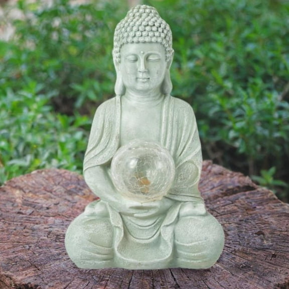 koolsoo Solar Outdoor Garden Statue Light Lamp Buddha Figurine for Courtyard Outside