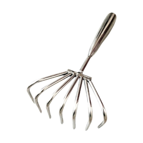koolsoo Stainless Steel, Claw Rake,Comfortable Handle Handheld Multipurpose Practical Seafood Shell Digging for Leaves Beach Clamming 7 tooth 9cm