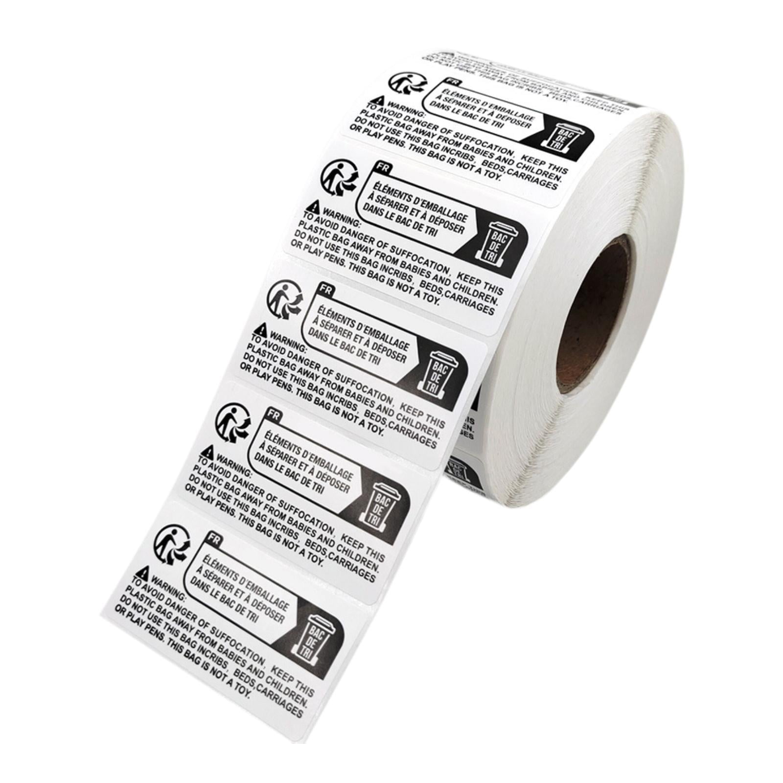 500-Pack Suffocation Warning Stickers – 1x2 Inch Small Parts Hazard Labels, Yellow, Self-Adhesive
