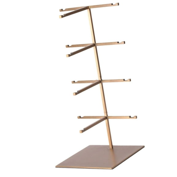 koolsoo Sunglasses Display Stand Eyewears Display Rack,Stainless Steel,Multiple Eyeglasses Organizer Glasses Holder for Table Bedroom Four Layer Gold