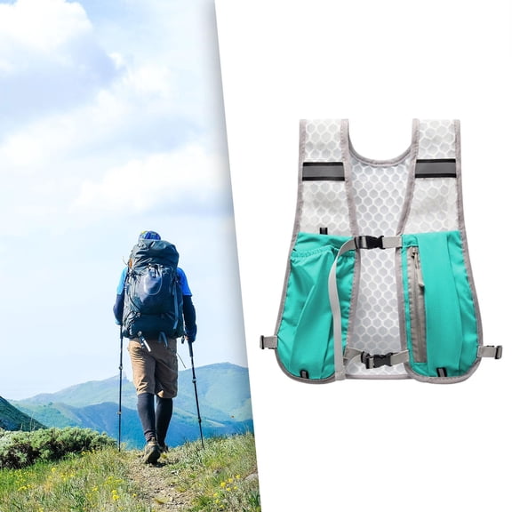 koolsoo Vest Water Pack Rucksack Backpack Reflective Running Backpack Outdoor for Race Jogging Cycling Blue
