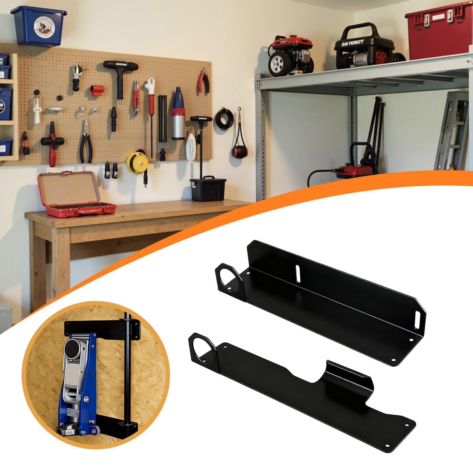 koolsoo Wall Mounted Floor Jack Stand Hydraulic Trolley Jack Holder Organized Space Saving Heavy Duty Bracket for Park Yard Tool Room black
