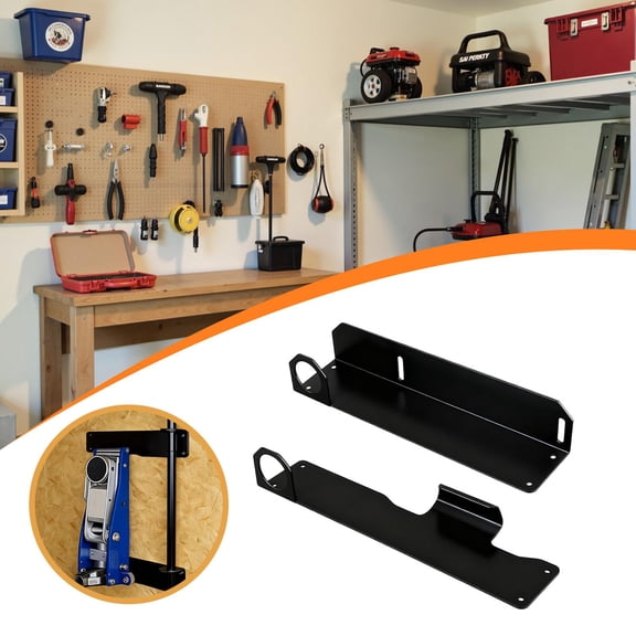 koolsoo Wall Mounted Floor Jack Stand Hydraulic Trolley Jack Holder Organized Space Saving Heavy Duty Bracket for Park Yard Tool Room black