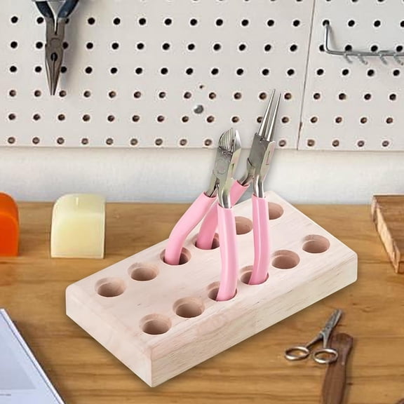 koolsoo Wood Pliers Storage Rack,Desk Organize Tools Display Rack Sturdy Versatile Desktop Table Plier Organizer Hardware Tools Rack 14.9cmx7.9cm