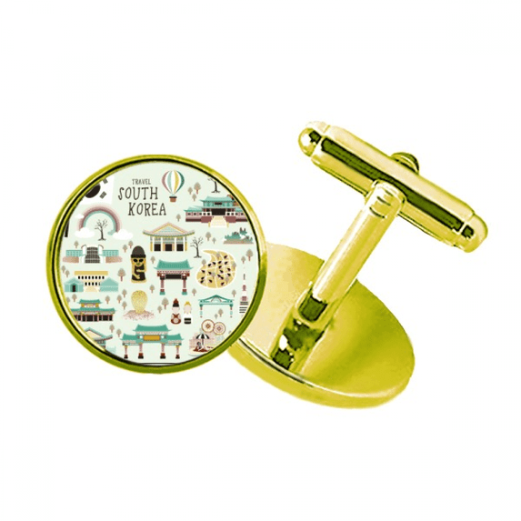 korea most famous landmarks studded business metal cufflinks en