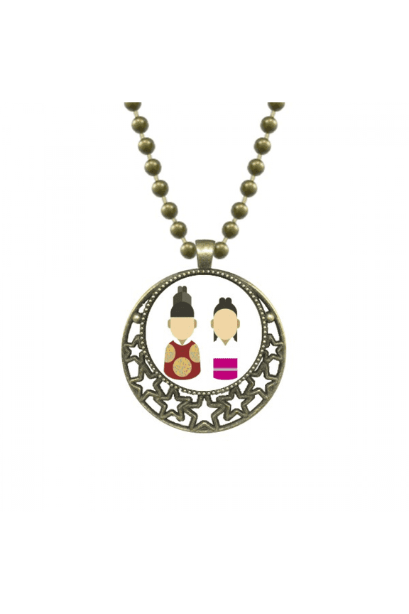 korea traditional prince and princess pendant star necklmoon chain jewelry