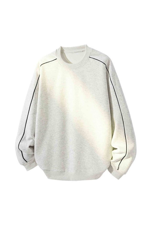 Crew Neck Shoulder Outline-Stitch Oversized Sweatshirt, Soft Brushed Fabric for Rural Farm Harvest Trips Gray M