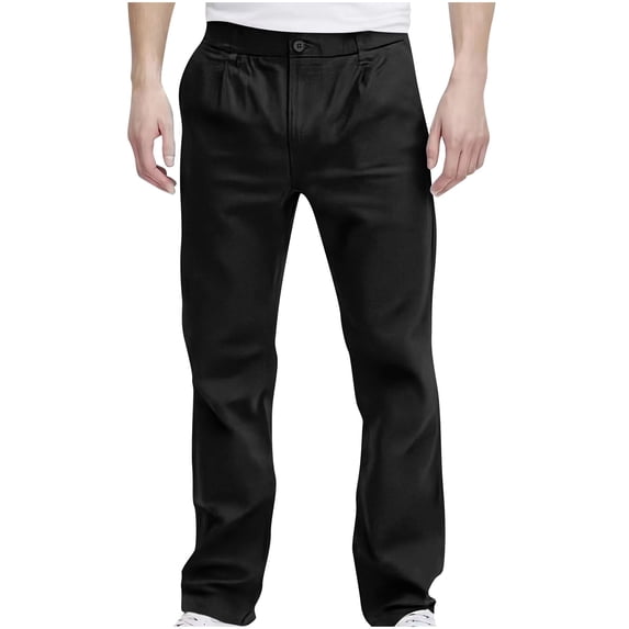 kosheko Dress Pants for Men Business Casual Straight Leg Work Pants Relaxed Fit Travel Outdoor Pants with Pockets Black S