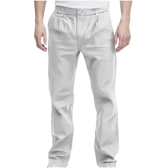 kosheko Dress Pants for Men Business Casual Straight Leg Work Pants Relaxed Fit Travel Outdoor Pants with Pockets White L