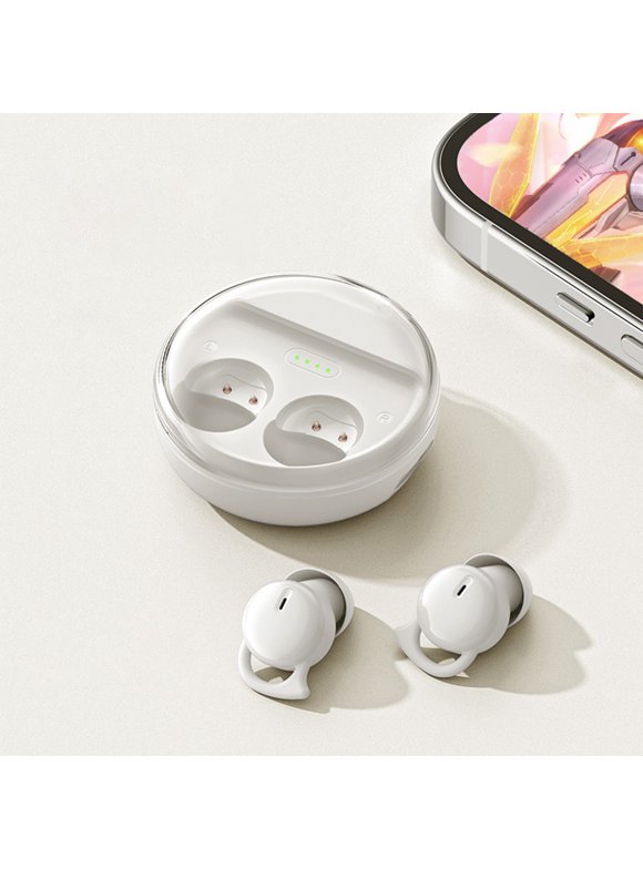 kosheko Ergonomic Bluetooth 5.3 Sleep Earbuds with Dual Microphones, 120 Hours Playtime, IPX5 Waterproof, HD Calls for Sports & Sleep White