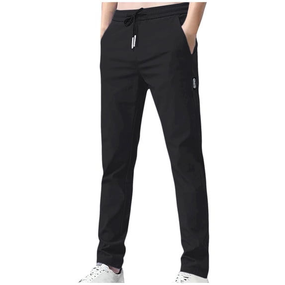 kosheko Fleece Lined Winter Pants for Men Warm Drawstring Athletic Joggers with Pockets Active Running Workout Sherpa Sweatpants Black XS