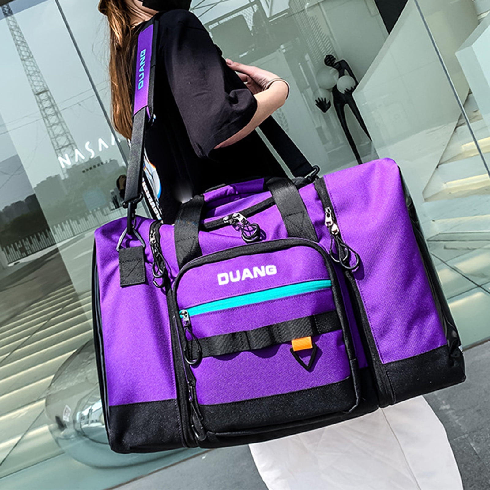 kosheko Large Foldable Travel Duffle Bag with Shoes Compartment