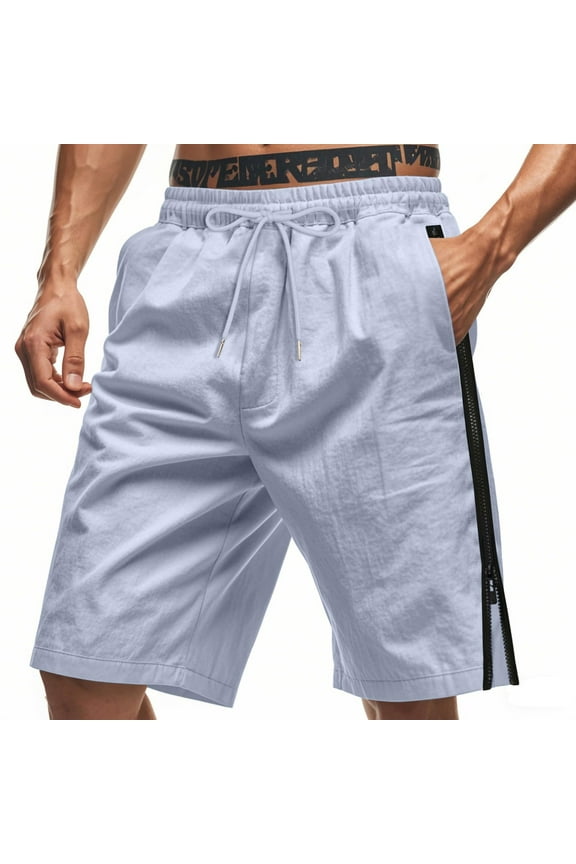 Men Casual Fashion Shorts Pockets Lacing Waist Elastic Leg Opening Soft Comfortable Breathable Training Exercise Beach Sports Wear Outdoor Daily Blue XXL