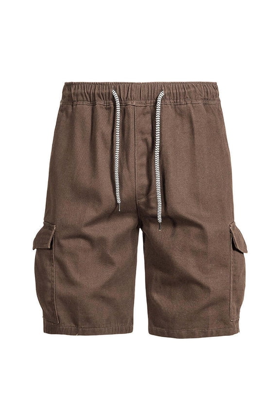 Men Shorts Fashion Multiple Pockets Elastic Waist Drawstring Comfortable Fabric Casual Daily Wear Great for Outdoor Activities Stylish Design Brown M