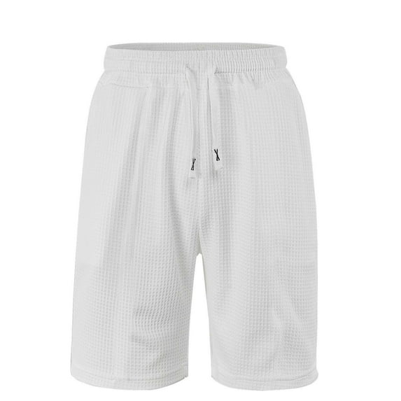 kosheko Men Solid Color Casual Shorts Breathable Cotton Drawstring Waist Comfortable Lightweight Pockets Outdoor Summer Fashion Pants White XXXL