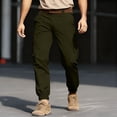 thumbnail image 1 of kosheko Men's Baggy Cargo Pants with Large Flap Pockets Loose Fit Casual Trousers for Hiking Golf Streetwear Style Green L, 1 of 5