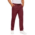 thumbnail image 1 of kosheko Men's Casual Cotton Pants Elastic Waist Straight Leg Drawstring Trousers Baggy Regular Fit Pant with Pockets Red XXXL, 1 of 6