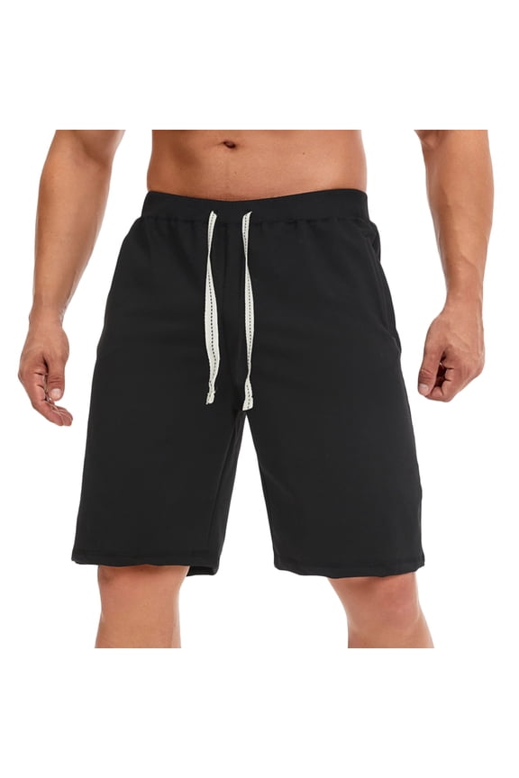 Men's Casual Elastic Waist Fitness Shorts with Pockets Lightweight Comfortable Solid Color Sportswear Straight Cut Perfect for Summer Activities Daily Wear Black XXL