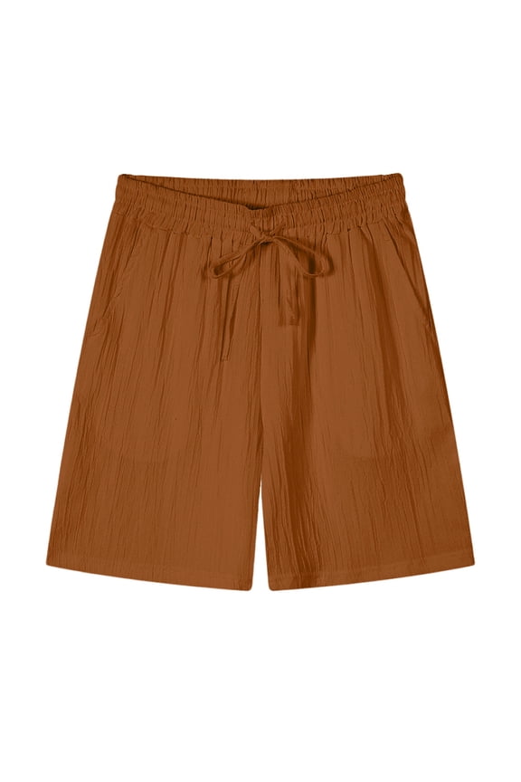 Men's Casual Fashion Solid Color Drawstring Elastic Waist Shorts Lightweight Comfortable Breathable Stylish Summer Daily Wear Brown XXL