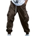 thumbnail image 1 of kosheko Men's Casual Workout Pants Cargo Joggers Cotton Athletic Sweatpants Tapered Hip Hop Punk Streetwear Brown XL, 1 of 5