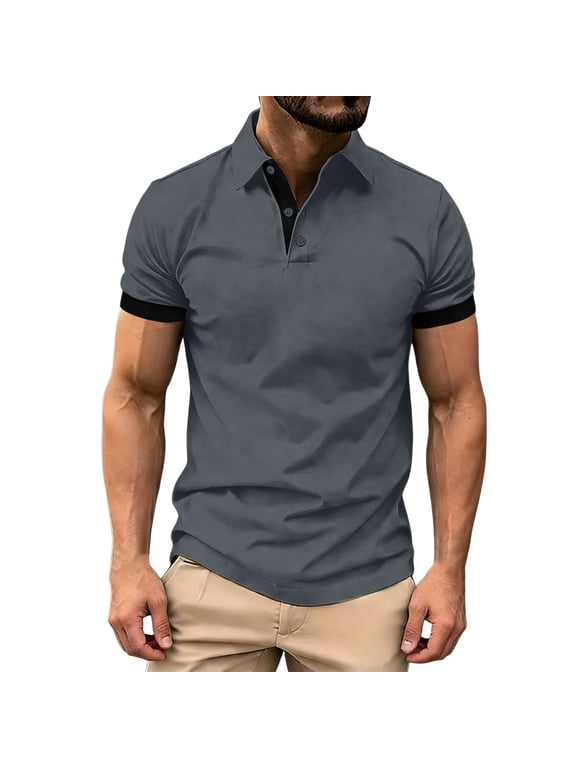 Men's Contrast Cuff Collared Shirt, Three Button Placket Design, Slim Fit for casual daily outing Bronze XL