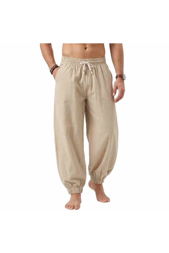 Men's Deconstructed Wide-Leg Pants, Elastic-Drawstring Waist with Sharp Structured Cut for Street Fashion Yellow XL