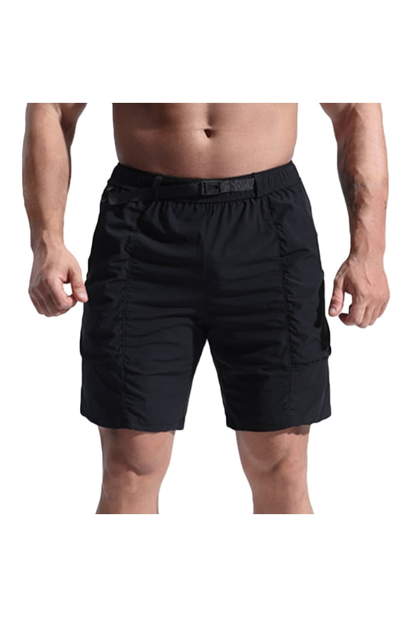 Men's Elastic Quick-Dry Running Shorts Breathable Summer Sports Shorts Side Pockets Comfortable Skin-Friendly Nylon Spandex Casual Wear Outdoor Activities Black L