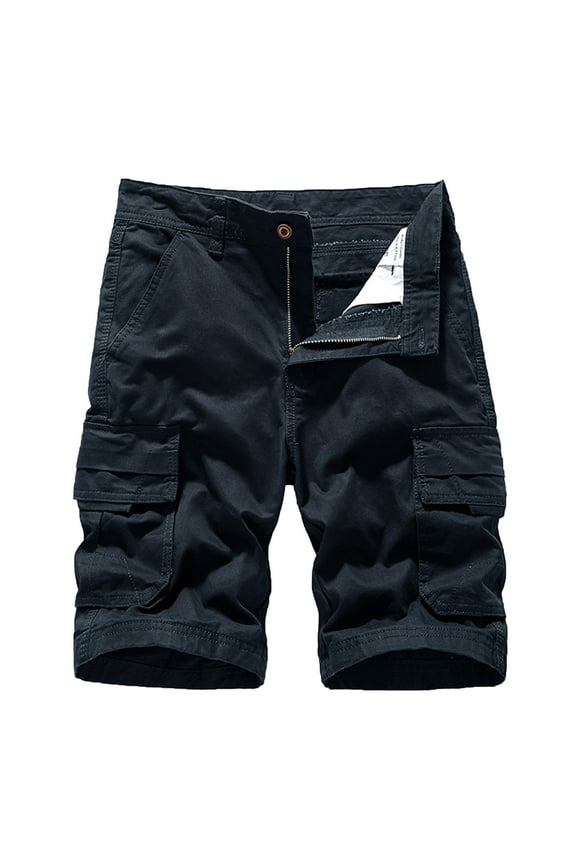 Men's Multi-Pocket Cargo Shorts Loose Fit Casual Pants Comfortable Elastic Waist Outdoor Activities Summer Shorts Trendy Fashion Blue M