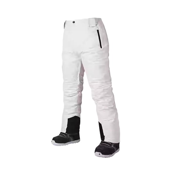 kosheko Men's Outdoor Snow Pants with Windproof Waterproof Zip Sides & Snap High-Waist & Lockable Storage Slots for Ski Trips White XXL
