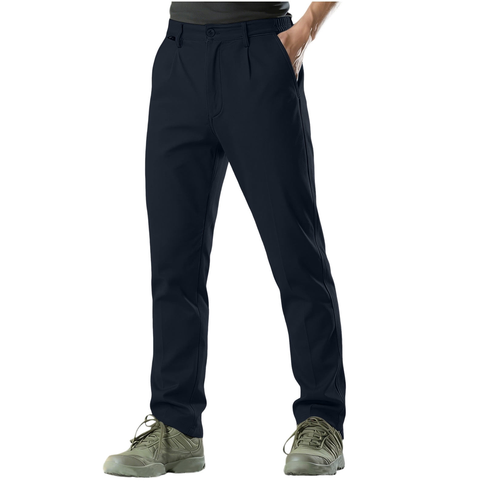 kosheko Men's Outdoor Straight Leg Pants, Front Slant Pockets with Slim Fit, Lightweight Fabric for trail walking hiking Blue S