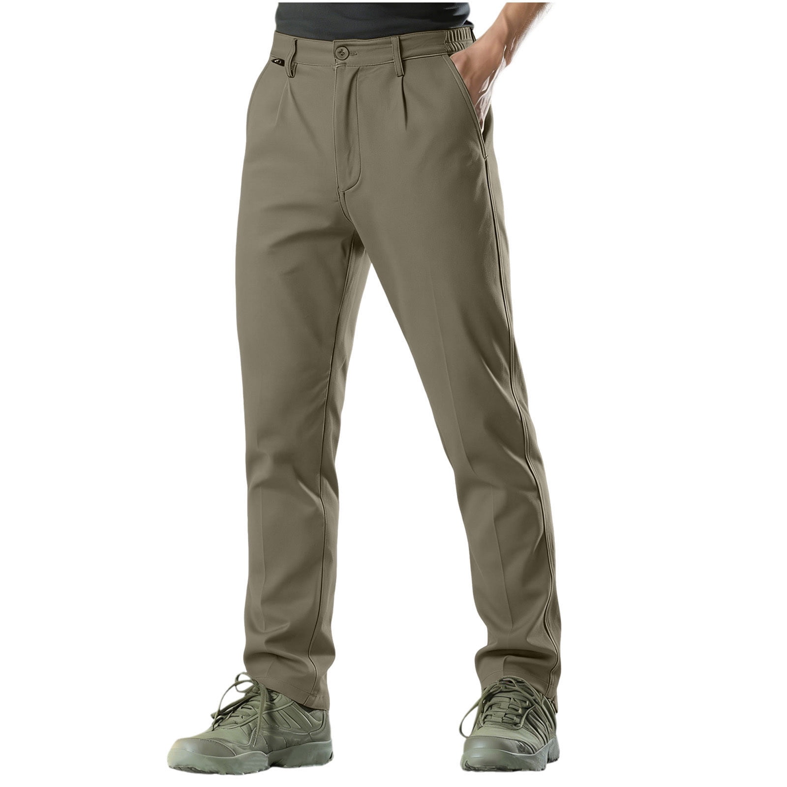 kosheko Men's Outdoor Straight Leg Pants, Front Slant Pockets with Slim Fit, Lightweight Fabric for trail walking hiking Green XXXL