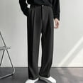 thumbnail image 1 of kosheko Men's Pleated Straight Wide Leg Suit Pants Casual Business Dress Pant Big Tall Zipper Fly Baggy Trousers with Pockets Black XXXXL, 1 of 4