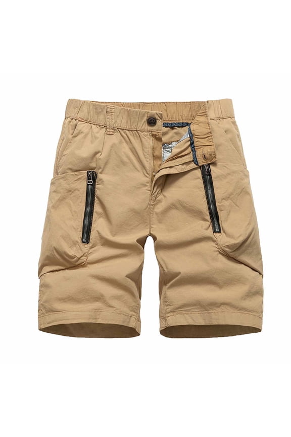 Men's Sports Elastic Waist Shorts Multi-Pockets Casual Relaxed Summer Pants Comfortable Cotton Outdoor Beach Wear Ideal for Daily Activities Yellow XXL