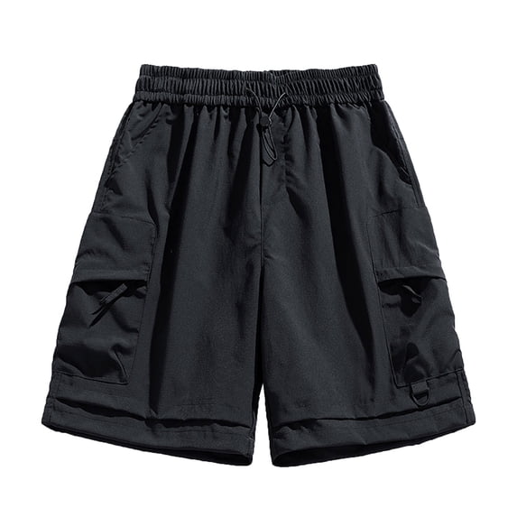 kosheko Men's Sports Shorts Breathable Quick-Dry Low-Waist Elastic Waistband Side Pocket Comfortable Nylon Fabric Casual Wear Summer Outdoor Fitness Black XXXL