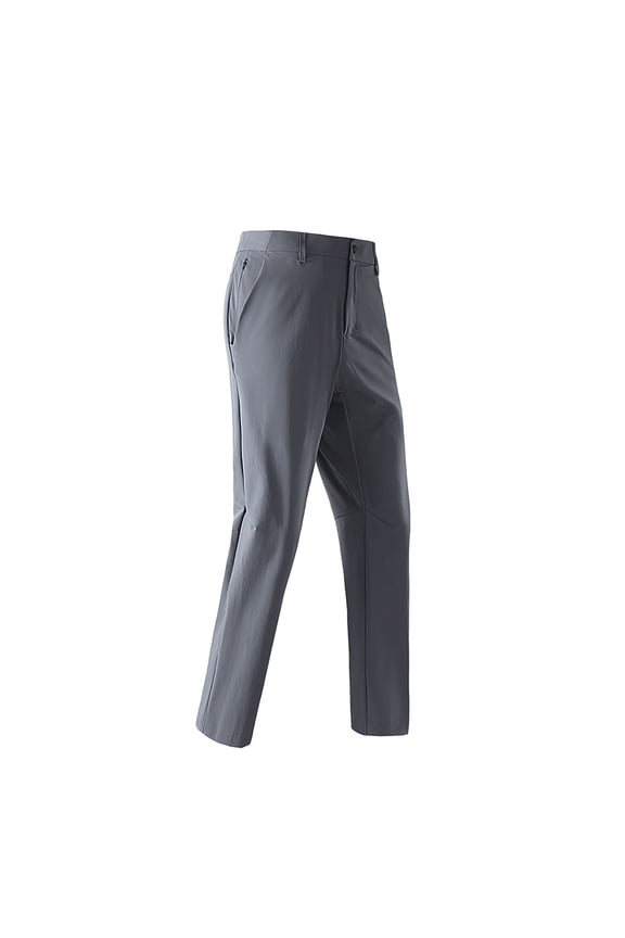 Men's Stretch Straight Quick-Dry Hiking Pants with 3D-Panel Zip Side Pockets & Tapered Cut for Mountain Trekking Gray S