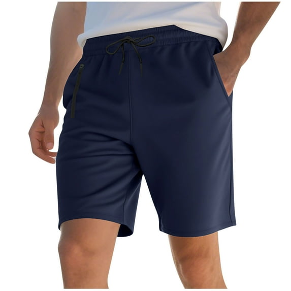 kosheko Men's Summer Solid Color Casual Shorts Elastic Waist Drawstring Multi-Pocket Breathable Sports Bottoms Perfect for Outdoor Activities Daily Wear Blue XXXL