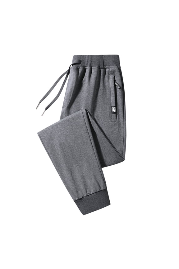 Men's Tapered Sweat Drawstring Pants with Zip Pockets & Thin Tassel Cords & Symmetric Inner Pockets for Office Commutes Gray M