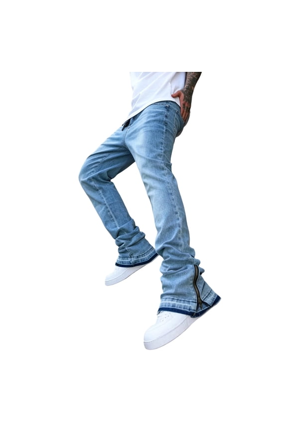 Men's Textured Straight-Leg Pants, Adjustable Waist with Unique Patterns for Multi-Occasion Wearing Blue S