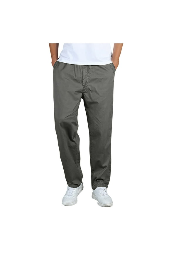 Men's Twill Loose Fit Cotton Pant Casual Elastic Waist Sweatpants Relaxed Full Pull on Cargo Sport Pants Green XXL