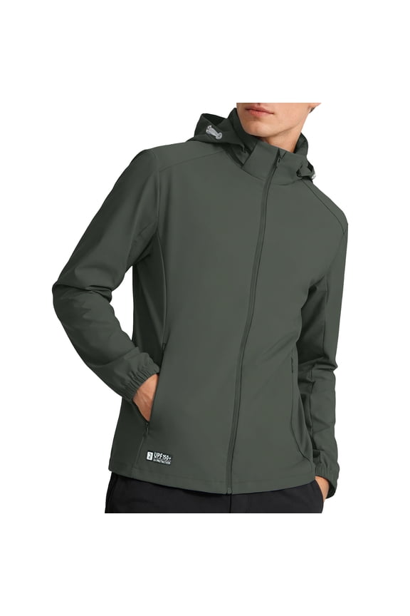 Men's UPF 50+ UV Blocking Hooded Jacket, Soft Airy Fabric for golf training & outdoor activities Green XXXXL