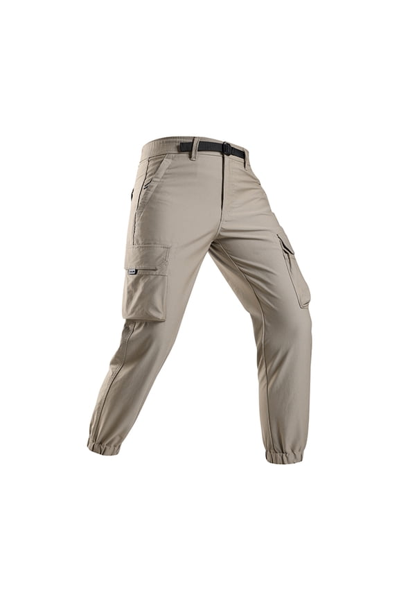 Men's Utilityl Cargo Jogger Pants, Belted Waist with Multi Storage Pockets for Outdoor Work Tasks Yellow S