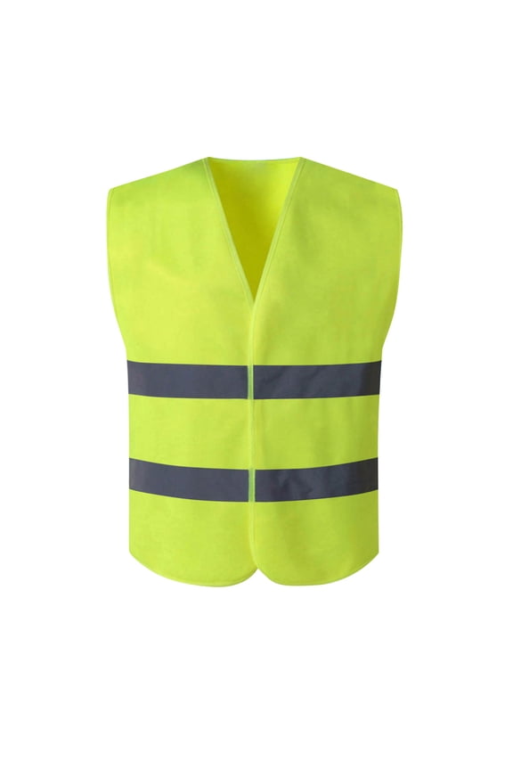 Men's V Neck Button High Vis Reflective Safety Gilet, Durable Work Layer Construction Shifts Yellow 均码