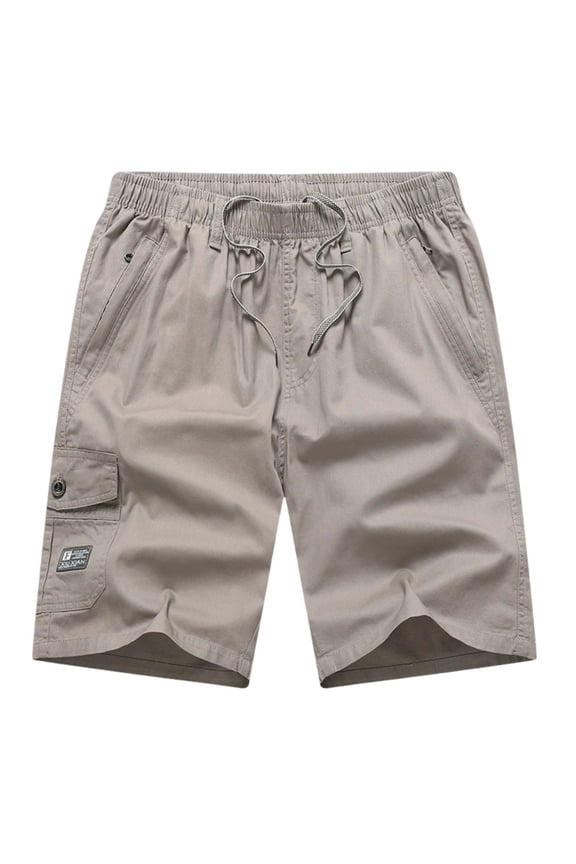 Mens Cargo Casual Shorts, Drawstring Waist Button Pocket Detail, Relaxed Fit for Weekend Leisure Gatherings Gray XL